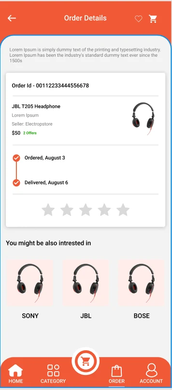Order details and delivery status