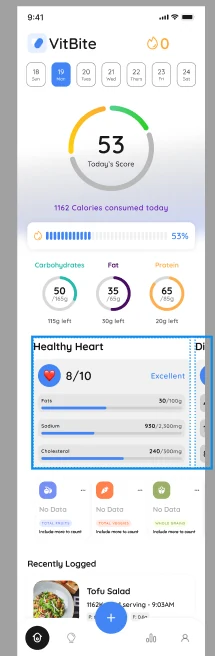 ViteBite mobile application dashboard