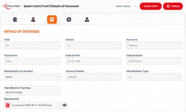 Claim record details and document management screen