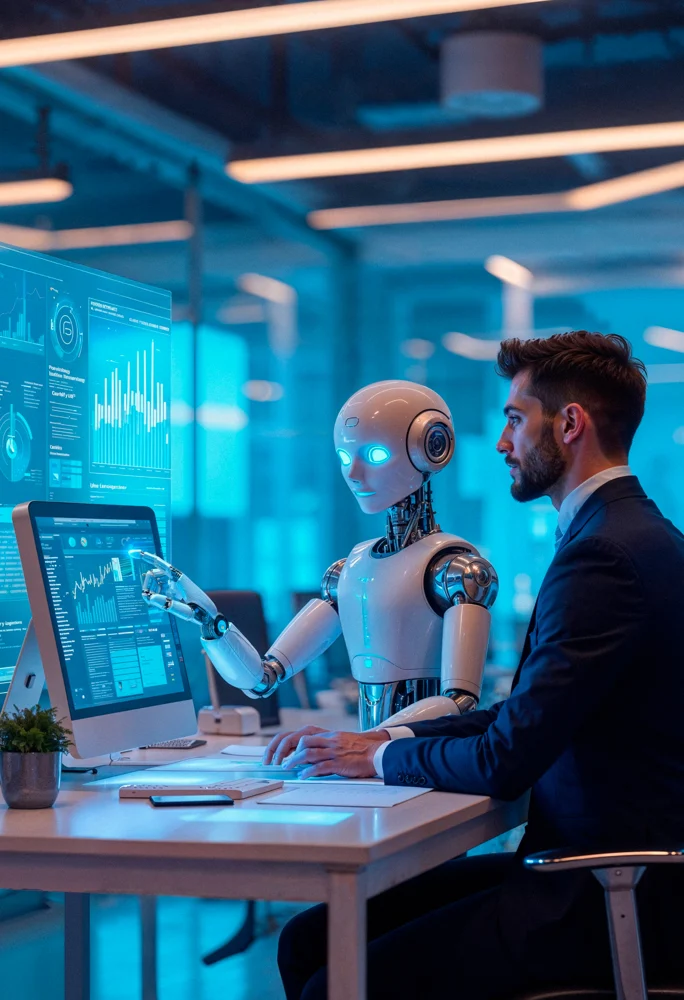 Engineer collaborating with an AI assistant