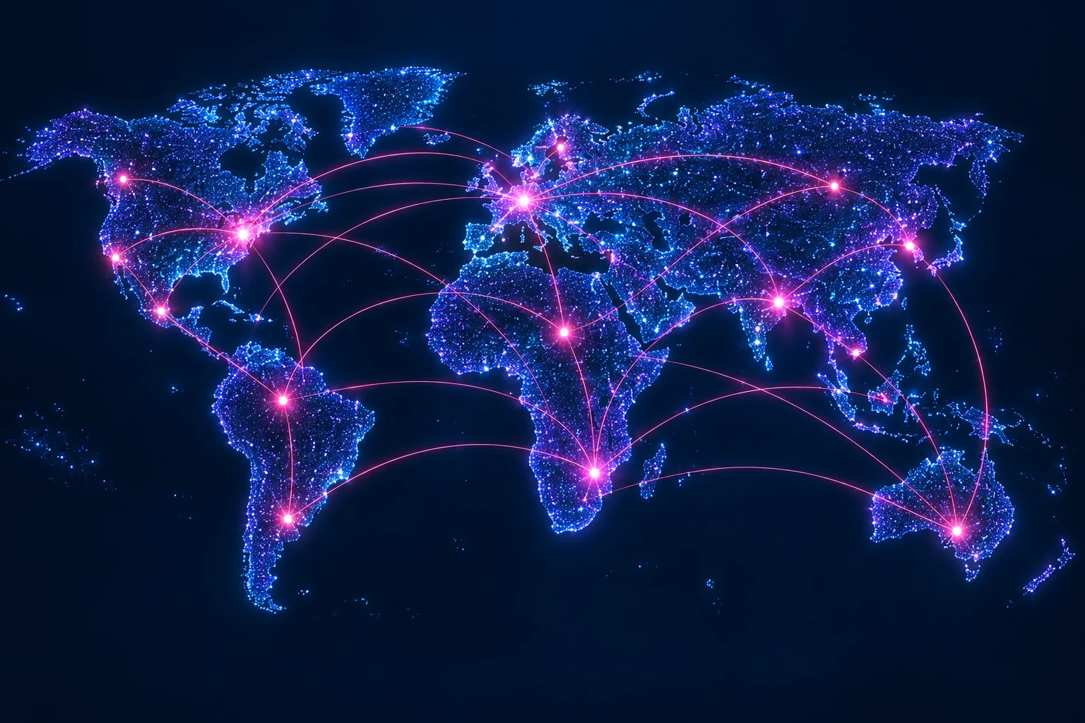 Global network connecting international locations